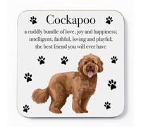 Cockapoo Drinks Coaster - Cockapoo Gift For Men, Women - Birthday Gift For Dog Lovers - Fun Present For Friends, Colleagues, Family - Small Gift Idea For Him, Her - Drinks Coaster - Iconic