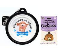 Cockapoo Gift Quality Pet Travel Bowl. Collapsible, stores flat. Travel Silicone Dog Cat Bowl Portable Pet Food Water Bowl, with carrying Hook, Easy to Carry, Save Space. Dog lovers gift