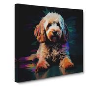 Cockapoo Glitch Art Canvas Wall Art Print Ready to Hang, Framed Picture for Living Room Bedroom Home Office Décor, 50x50 cm (20x20 Inch)