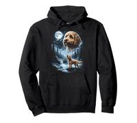 Cockapoo Howling to the Moon Retro 90's Doodle Dog Pullover Hoodie