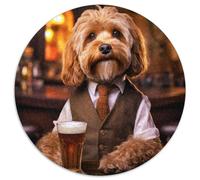 Cockapoo in The Pub Adult Jigsaw Puzzles 1000 Pieces 1000 Piece Round Jigsaw Puzzles for Adults Family Fun Craft, Perfect for Birthdays, Holidays 67.5x67.5cm