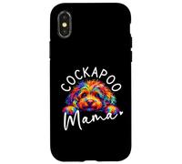 Cockapoo Mama Rainbow Pop Colour Art Peeking Cockerpoo Case for iPhone X/XS