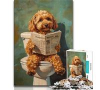 Cockapoo on The Toilet 1000 Piece Jigsaw Puzzles for Adults,Stress Reliever Difficult Challenge Suitable for Desktop Decoration (38x26cm)