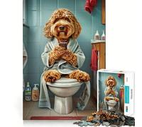 Cockapoo on The Toilet 1000 Pieces Jigsaws Adults Puzzles Gifts Brain Exercise Color Fast Pattern Build (38x52cm)