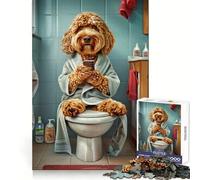 Cockapoo on The Toilet 1000 Pieces Jigsaws Adults Puzzles Gifts Brain Exercise Color Fast Pattern Build (38x52cm)