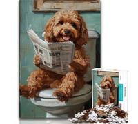 Cockapoo on The Toilet Jigsaw Puzzles for Teenagers 1000 Piece,Stress Reliever Difficult Challenge Suitable for Desktop Decoration (38x26cm)