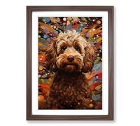 Cockapoo Orphism Framed Wall Art Print - Ready to Hang Picture - Modern Art for Living Room Bedroom Kitchen Home - Walnut A4 (27 x 36 cm)