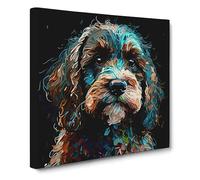 Cockapoo Palette Knife Painting No.1 | Canvas Wall Art Print | Framed Ready to Hang Picture | Modern Art for Living Room Bedroom Kitchen Home | 14x14 Inch