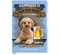 Cockapoo Posters And Prints Decorative Painting Vintage Canvas Wall Art Picture Happiness Is An Old Man With Cockapoo Sitting 40X60 Cm Frameless