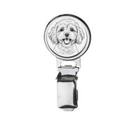 Cockapoo Puppy Dog Printed Image with a Transparent Rubber Dome Cover on Dog Show Ring Clip with id Card Holder CODEMAKE