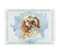 Cockapoo Rectangular Glass Worktop Protector - Life's Better with a Dog Gift - Large Textured Kitchen Chopping/Cutting Board Worktop Saver with Non-Slip Feet 39cm x 28.5cm (15" x 11")