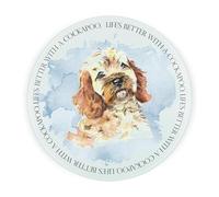 Cockapoo Round Glass Worktop Saver - Life's Better with a Dog Gift - Textured Kitchen Chopping/Cutting Board Worktop Protector with Non-Slip Feet 30cm x 30cm (12" x 12")