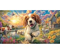 Cockapoo-Running-in-Field-at-Sunset 1000 Piece Educational Game Challenge Jigsaw Puzzles Great Gift Idea Puzzles for Adults Kids Beautiful Decoration Puzzle 70x50/1000pcs