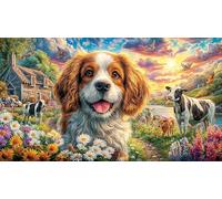 Cockapoo-Running-in-Field-at-Sunset Recycled Paper Puzzle 1000 Pieces Fun and Challenging Family Game Beautiful Decoration Puzzle for Decompression and Wall Decor 70x50/1000pcs