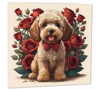 Cockapoo Valentines Day Card Cockapoo Greeting Card Roses 145mm x 145mm