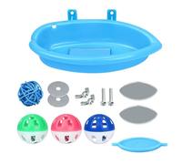 Cockatiel Bathing Station Cage Hanging Bowl Mirrored Toy And Bells For Playfulness Bells Toy Double Side Mirrored Bird Bath