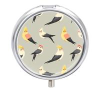 Cockatiel Bird Portable Pill Organizer with 3 Compartments Round Medicine Box Compact Travel Pharmacy Case
