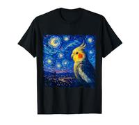 Cockatiel Bird Swirling Night Stars Impressionist Style Value Graphic T-Shirt