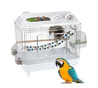 Cockatiel Cage for Parrot, Portable and Transparent | Canary Cage with Wooden Perch | for Lovebirds Aras Indoor Parrots
