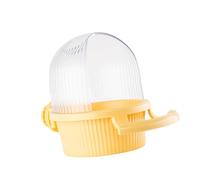 Cockatiel Food Container Dispenser Clear Open Covers Parrots Bird Cage Feeder With Perch For Home Or Pet Shops Antisplash Parakeets Feeder