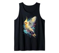 Cockatiel Parrot Bird Colorful Watercolor Splash Art Tank Top