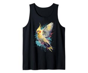 Cockatiel Parrot Bird Colorful Watercolor Splash Art Tank Top