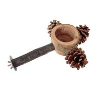 Cockatiel Perch - 2-in-1 Wooden Pet Feeder Cage Toy | Bird Bowl Perch Toy Conure Feeder - for Feeding Training Playing Chewing Enrichment Finch Conure Lovebird