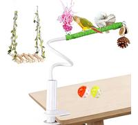 Cockatiel Perch, Desktop Swing Standing Pole with Clip Bird Toys, Durable Play Stand for Canary, Finch, Lovebird, Parakeet, Hummingbird, Indoor Living Room, Balcony