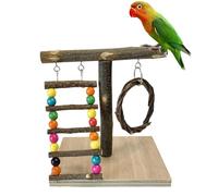 Cockatiel Perch Playground, Bird Perch Stand Wood, 22x20x20cm/8.66x7.87x7.87 22x20x15cm/8.66x7.87x5.91 Inches Tabletop Parrot Stand Wooden Birdcage Indoor Pet Play Cage, Wood