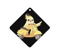 Cockatiel Ride Motorcycle Cute Car Air Fresheners Long Lasting Scent Car Mirror Hanging Scented Cards Tablets Rhombus