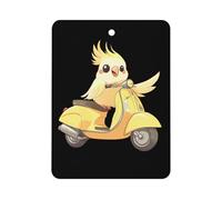 Cockatiel Ride Motorcycle Cute Car Air Fresheners Long Lasting Scent Car Mirror Hanging Scented Cards Tablets Square