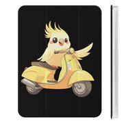 Cockatiel Ride Motorcycle Cute Tablet Case with Pencil Holder Unisex Slim Hard Protective Cover Compatible with iPad Mini 4/5/6