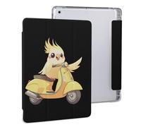 Cockatiel Ride Motorcycle Cute Tablet Case with Pencil Holder Unisex Slim Hard Protective Cover Compatible with iPad 2020 /Pro 2020/2020 AIR 4 /Pro 2021