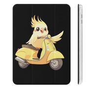 Cockatiel Ride Motorcycle Cute Tablet Case with Pencil Holder Unisex Slim Hard Protective Cover Compatible with iPad Mini 4/5/6