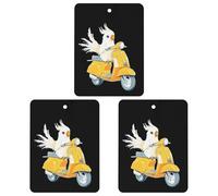 Cockatiel Riding Motorcycle Car Air Freshener 3-pack Aromatherapy Tablets Hanging Scented Cards for Rooms Bathrooms Wardrobe Square