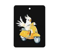 Cockatiel Riding Motorcycle Car Air Freshener Aromatherapy Tablets Hanging Scented Cards for Rooms Bathrooms Wardrobe Square