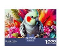 Cockatiel with Blooms Puzzle 1000 Pieces Adults Fun Challenging Leisure Game Animals Eco Board Sturdy Build 38x26cm/1000pcs