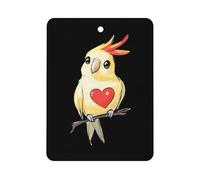 Cockatiel with Heart Hanging Car Air Fresheners 1Pcs Aromatherapy Tablets Automotive Fragrance Scented Card Decor Square