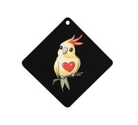 Cockatiel with Heart Hanging Car Air Fresheners 1Pcs Aromatherapy Tablets Automotive Fragrance Scented Card Decor Rhombus
