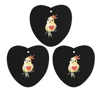 Cockatiel with Heart Hanging Car Air Fresheners 3Pcs Aromatherapy Tablets Automotive Fragrance Scented Card Decor Love form