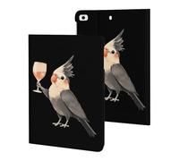 Cockatiel with Wine Funny Tablet Cases Multi-Viewing Angels Trifold Stand Case Compatible with iPad Series