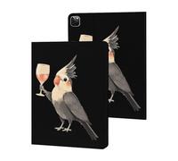 Cockatiel with Wine Funny Tablet Cases Multi-Viewing Angels Trifold Stand Case Compatible with iPad Series