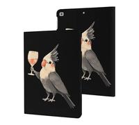 Cockatiel with Wine Funny Tablet Cases Multi-Viewing Angels Trifold Stand Case Compatible with iPad Series