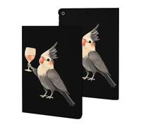 Cockatiel with Wine Funny Tablet Cases Multi-Viewing Angels Trifold Stand Case Compatible with iPad Series