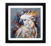 Cockatoo Abstract Expressionism No.1 Framed Print | 18x18 Inch Black Framed Wall Art | Ready to Hang | Eclectic Historical Picture | Living Room Bedroom Lounge Office