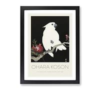 Cockatoo & Pomegranate By Ohara Koson Exhibition Museum Asian Japanese Framed Print | A4 Black Framed Wall Art | Ready to Hang | Asian Nature Picture | Living Room Bedroom Lounge Office