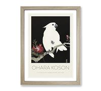 Cockatoo & Pomegranate By Ohara Koson Exhibition Museum Asian Japanese Framed Print | A4 Oak Framed Wall Art | Ready to Hang | Asian Nature Picture | Living Room Bedroom Lounge Office