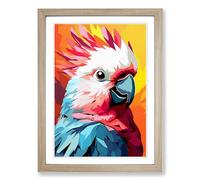 Cockatoo Pop No.3 Framed Print | A2 Oak Framed Wall Art | Ready to Hang | Modern Nature Picture | Living Room Bedroom Lounge Office