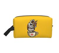 Cocked Owls and Coffee Yellow Travel Toiletries Makeup Organizer Large Capacity Portable Cosmetic Bags for Women Girls