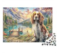 Cocker Spaniel 1000 Piece Puzzle for Adults Recycled Paper Jigsaw Puzzle Spaniel Lake Dock Fun And Challenging Family Game Great Gift Idea Perfect for Game Nights 38x26cm/1000pcs